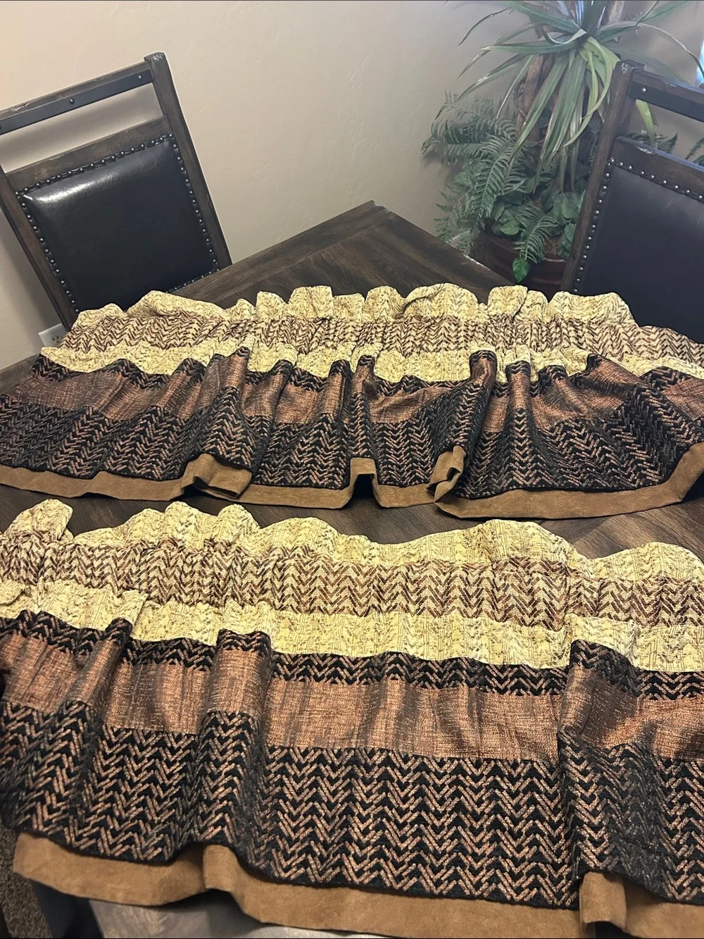 Croscill Valance - Brown and Gold  Patterned Includes 2